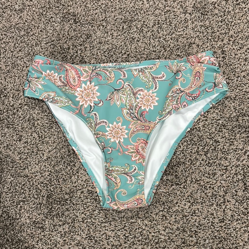 Cupshe Teal Paisley Bikini Bottom